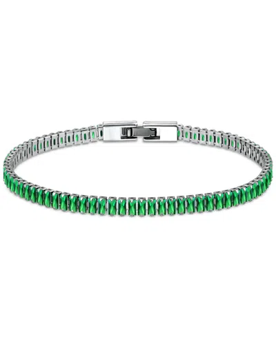 Giani Bernini Cubic Zirconia Baguette Tennis Bracelet In Sterling Silver, Created For Macy's In Green