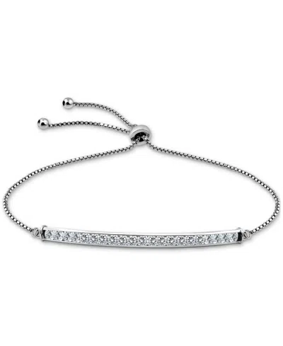 Giani Bernini Cubic Zirconia Bar Bolo Bracelet, Created For Macy's In Sterling Silver