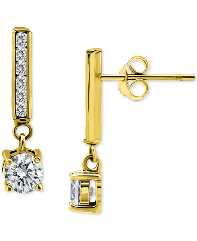 Giani Bernini Cubic Zirconia Bar Drop Earrings In Sterling Silver, Macy's Exclusive In Gold