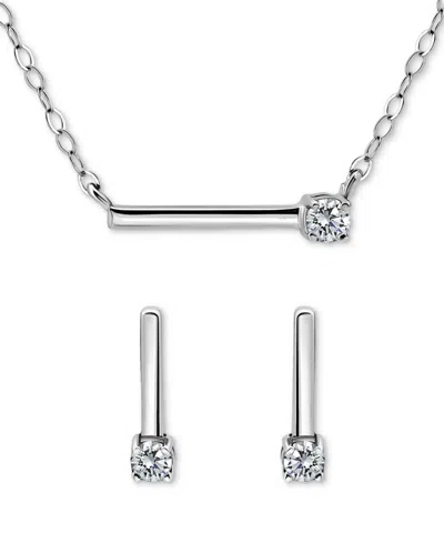 Giani Bernini Cubic Zirconia Bar Statement Necklace & Drop Earrings Set In 18k Gold Over Sterling Silver (also In  In Metallic