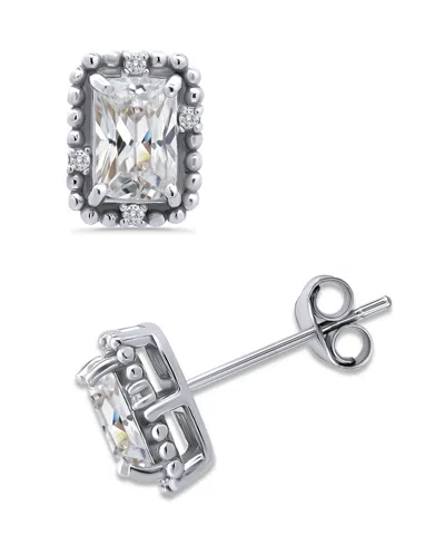 Giani Bernini Cubic Zirconia Bead Frame Stud Earrings In 18k Gold-plated Sterling Silver, Created For Macy's