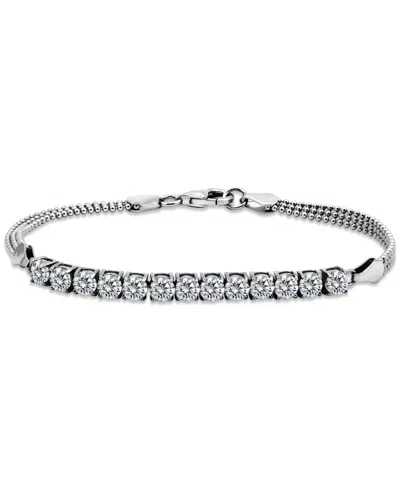 Giani Bernini Cubic Zirconia Beaded Chain Bracelet, Created For Macy's In Sterling Silver