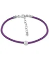 Giani Bernini Cubic Zirconia Bezel Cord Ankle Bracelet In Sterling Silver, Created For Macys In Purple