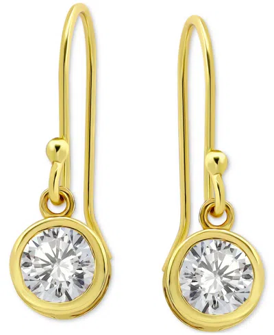 Giani Bernini Cubic Zirconia Bezel Drop Earrings In 18k Gold-plated Sterling Silver, Created For Macy's