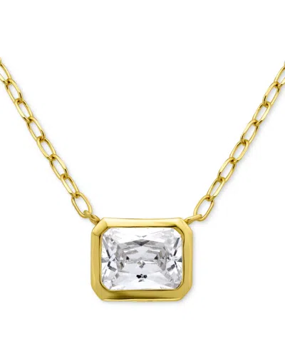 Giani Bernini Cubic Zirconia Bezel Set Solitaire Pendant Necklace, 16" + 2" Extender, Exclusively At Macy's In Gold