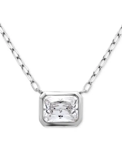 Giani Bernini Cubic Zirconia Bezel Set Solitaire Pendant Necklace, 16" + 2" Extender, Exclusively At Macy's In Silver