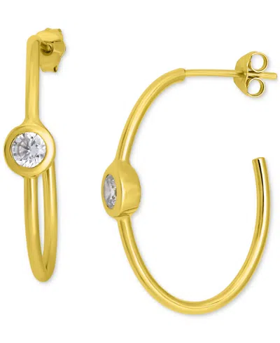 Giani Bernini Cubic Zirconia Bezel Small Hoop Earrings, 0.75", Exclusively At Macy's In Gold