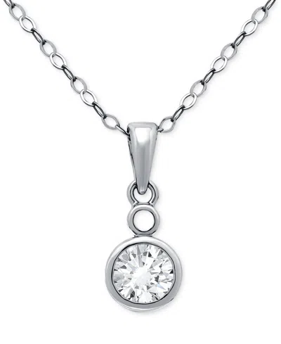 Giani Bernini Cubic Zirconia Bezel Solitaire Pendant Necklace In 18k Gold-plated Sterling Silver, 16" + 2" Extende