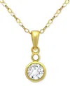 Giani Bernini Cubic Zirconia Bezel Solitaire Pendant Necklace In 18k Gold-plated Sterling Silver, 16" + 2" Extende In Gold