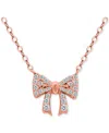 Giani Bernini Cubic Zirconia Bow Pendant Necklace, 16" + 2" Extender, Macy's Exclusive In Pink
