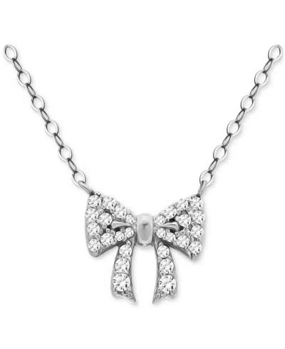 Giani Bernini Cubic Zirconia Bow Pendant Necklace, 16" + 2" Extender, Macy's Exclusive In Silver