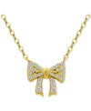 Giani Bernini Cubic Zirconia Bow Pendant Necklace, 16" + 2" Extender, Macy's Exclusive In Gold