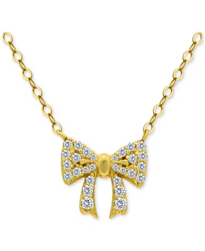 Giani Bernini Cubic Zirconia Bow Pendant Necklace, 16" + 2" Extender, Macy's Exclusive In Yellow