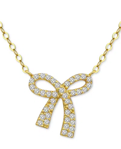 Giani Bernini Cubic Zirconia Bow Pendant Necklace, 18" + 2" Extender, Created For Macy's In Gold