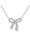 Giani Bernini Cubic Zirconia Bow Pendant Necklace, 18" + 2" Extender, Created For Macy's In Silver