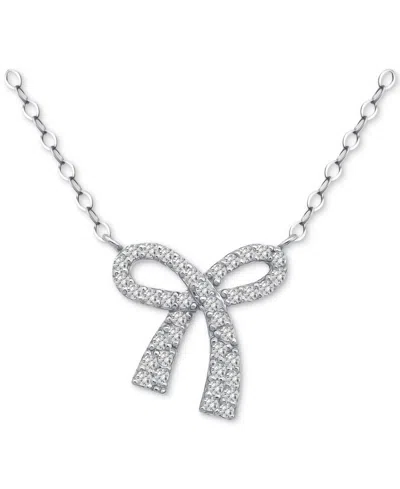 Giani Bernini Cubic Zirconia Bow Pendant Necklace, 18" + 2" Extender, Created For Macy's In Silver