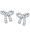 Giani Bernini Cubic Zirconia Bow Stud Earrings In 18k Gold-plated Sterling Silver, Created For Macy's In Silver