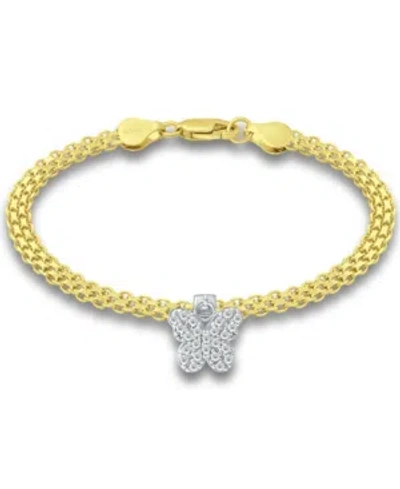 Giani Bernini Cubic Zirconia Butterfly Charm Bismark Chain Bracelet, Created For Macy's In Yellow