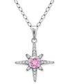 Giani Bernini Cubic Zirconia Celestial Star Pendant Necklace In Sterling Silver, 16" + 2" Extender, Created For Ma In Pink