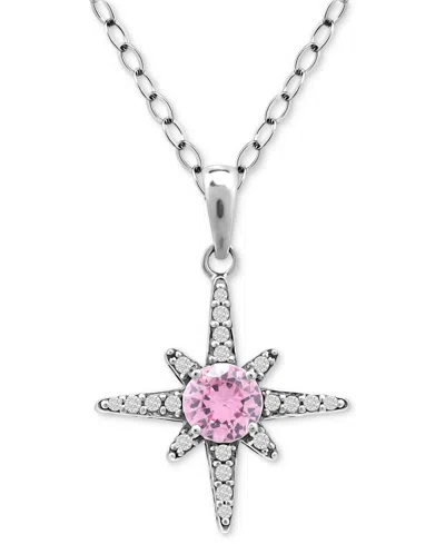 Giani Bernini Cubic Zirconia Celestial Star Pendant Necklace In Sterling Silver, 16" + 2" Extender, Created For Ma In Pink