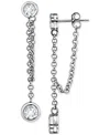 Giani Bernini Cubic Zirconia Chain Bezel Drop Earrings In Sterling Silver, Created For Macy's In Silver