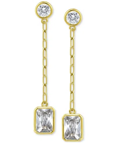 Giani Bernini Cubic Zirconia Chain Drop Earrings, Created For Macy's In Gold