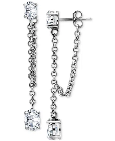 Giani Bernini Cubic Zirconia Chain Oval Drop Earrings In Sterling Silver, Created For Macy's
