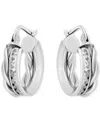 Giani Bernini Cubic Zirconia Channel Set & Twist Double Row Small Hoop Earrings In Sterling Silver, 0.59", Exclusi In Gold