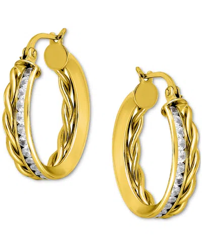 GIANI BERNINI CUBIC ZIRCONIA CHANNEL-SET HOOP EARRINGS (3-1/4 CT. T.W.) IN 18K GOLD OVER STERLING SILVER