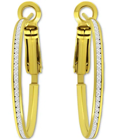 Giani Bernini Cubic Zirconia Channel-set Medium Hoop Earrings, 1.18", Exclusively At Macy's In Gold