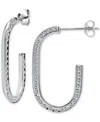 Giani Bernini Cubic Zirconia Channel-set Oval Hoop Earrings In Sterling Silver, Exclusively At Macy's In Silver