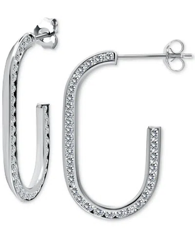 Giani Bernini Cubic Zirconia Channel-set Oval Hoop Earrings In Sterling Silver, Exclusively At Macy's