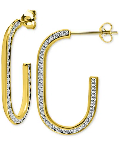 Giani Bernini Cubic Zirconia Channel-set Oval Hoop Earrings In Sterling Silver, Exclusively At Macy's In Gold