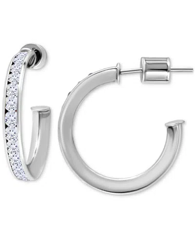 Giani Bernini Cubic Zirconia Channel Set Small Hoop Earrings, 0.75", Macy's Exclusive In Silver