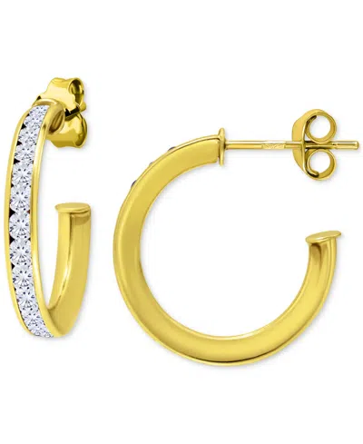 Giani Bernini Cubic Zirconia Channel Set Small Hoop Earrings In Sterling Silver, 0.79", Macy's Exclusive In Gold