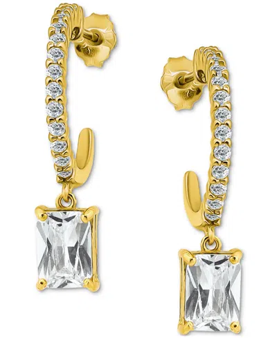 Giani Bernini Cubic Zirconia Charm Hoop Earrings (3-5/8 Ct. T.w.) In 18k Gold-plated Sterling Silver, Exclusively