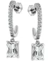 Giani Bernini Cubic Zirconia Charm Hoop Earrings (3-5/8 Ct. T.w.) In 18k Gold-plated Sterling Silver, Exclusively In Silver