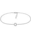 Giani Bernini Cubic Zirconia Circle Ankle Bracelet, Created For Macy's In Silver