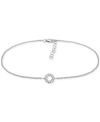 Giani Bernini Cubic Zirconia Circle Ankle Bracelet, Created For Macy's In Silver