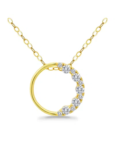 Giani Bernini Cubic Zirconia Circle Pendant Necklace In Sterling Silver, 16" + 2" Extender, Created For Macy's In Gold