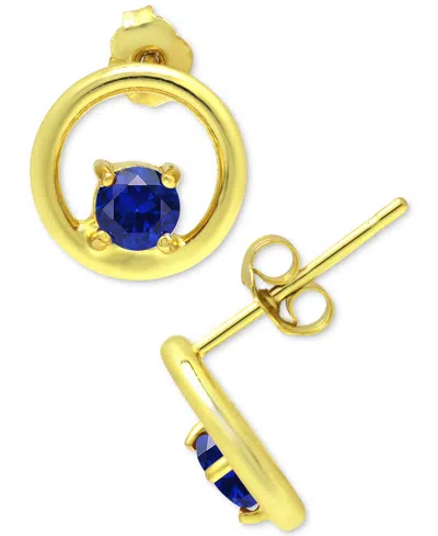Giani Bernini Cubic Zirconia Circle Stud Earrings, Created For Macy's In Blue,gold Over Silver