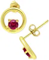 Giani Bernini Cubic Zirconia Circle Stud Earrings, Created For Macy's In Red,gold Over Silver