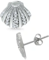 Giani Bernini Cubic Zirconia Clam Shell Stud Earrings In Sterling Silver, Created For Macy's In Sterling Silver