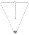 Giani Bernini Cubic Zirconia Cluster Heart Pendant Necklace In Sterling Silver, 16" + 2" Extender, Exclusively At In Silver