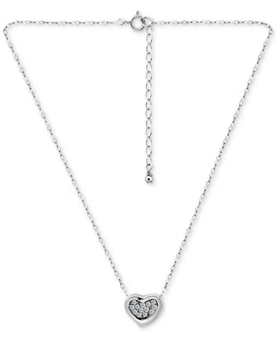 Giani Bernini Cubic Zirconia Cluster Heart Pendant Necklace In Sterling Silver, 16" + 2" Extender, Exclusively At