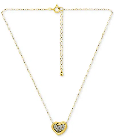 Giani Bernini Cubic Zirconia Cluster Heart Pendant Necklace In Sterling Silver, 16" + 2" Extender, Exclusively At In Gold