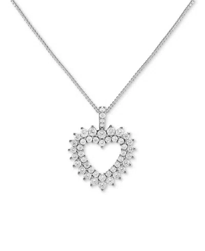 Giani Bernini Cubic Zirconia Cluster Heart Pendant Necklace In Sterling Silver, 18" + 2" Extender, Exclusively At 