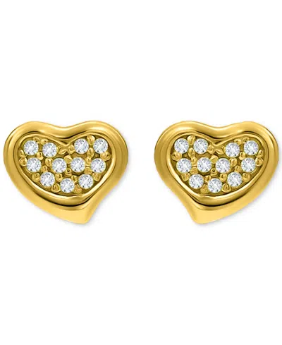Giani Bernini Cubic Zirconia Cluster Heart Stud Earrings In 18k Gold-plated Sterling Silver, Exclusively At Macy's