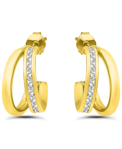 Giani Bernini Cubic Zirconia Combo Half Hoop Earrings (1-7/8 Ct. T.w.) In 18k Gold Over Sterling Silver, Macy's Ex