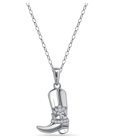 Giani Bernini Cubic Zirconia Cowboy Boot With Sheriff Star Pendant Necklace In Sterling Silver